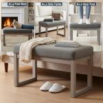 27-Inch Grey Rectangle Ottoman Bench for Home