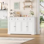 White Buffet Cabinet with Storage and Drawers