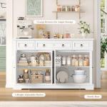 White Buffet Cabinet with Storage and Drawers