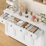 White Buffet Cabinet with Storage and Drawers