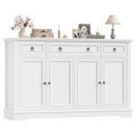 White Buffet Cabinet with Storage and Drawers