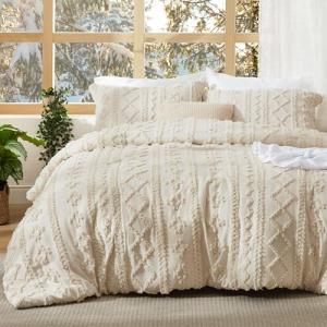 Beige Boho Tufted Comforter Set for Queen