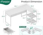 53-Inch L-Shaped Desk with Power Outlets - White