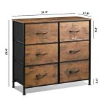 Rustic Brown 6-Drawer Fabric Storage Dresser