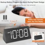 Wooden Digital Alarm Clock with USB Port