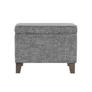 Grey Medium Square Storage Ottoman with Hinged Lid
