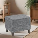Grey Medium Square Storage Ottoman with Hinged Lid