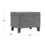 Grey Medium Square Storage Ottoman with Hinged Lid