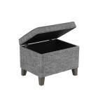 Grey Medium Square Storage Ottoman with Hinged Lid