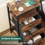 Rustic Brown Nightstand with Charging Station and Drawers