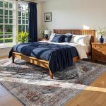 Boho Large Area Rug, Machine Washable 5x8ft