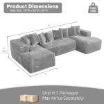 131" Grey Modular Sectional Sofa with Chaise