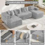 131" Grey Modular Sectional Sofa with Chaise