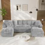 131" Grey Modular Sectional Sofa with Chaise