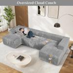 131" Grey Modular Sectional Sofa with Chaise