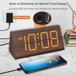 Wooden Digital Alarm Clock with USB Port