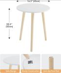White Round Side Table with Natural Wood Legs
