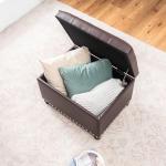 Joveco 24-Inch Brown Leather Storage Ottoman Bench