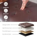 Joveco 24-Inch Brown Leather Storage Ottoman Bench