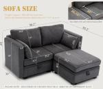 Dark Grey Modular Loveseat Couch with Storage