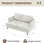 Beige Mid Century Loveseat Sofa for Small Spaces