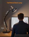 Adjustable Metal Desk Lamp with Clamp - Sandy Black