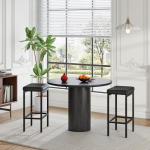 Set of 2 Black Bar Stools, 24.8-Inch Height