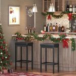 Set of 2 Black Bar Stools, 24.8-Inch Height