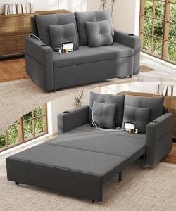 3-in-1 Convertible Sleeper Sofa with Cup Holders