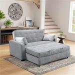 Ainsley Full Size Convertible Loveseat - Light Grey