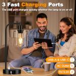 Industrial Touch Control Table Lamp Set with USB Ports