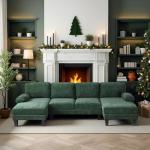 VINGLI 110" U-Shaped Sectional Sofa in Forest Green
