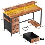 Rustic 47" Computer Desk with 4 Fabric Drawers