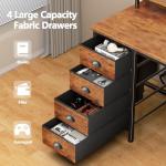 Rustic 47" Computer Desk with 4 Fabric Drawers