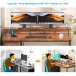 Rustic 47" Computer Desk with 4 Fabric Drawers