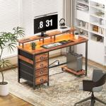 Rustic 47" Computer Desk with 4 Fabric Drawers