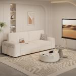 Modern Ivory 2-Seater Sofa with USB Ports