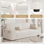 Modern Ivory 2-Seater Sofa with USB Ports