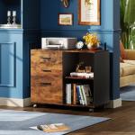 3-Drawer Mobile File Cabinet with Open Shelves