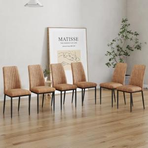 Set of 6 Stylish Brown Dining Chairs
