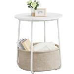 Modern Round End Table with Fabric Basket
