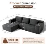 Dark Grey 103" Cloud Sectional Sofa with Chaise