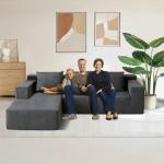 Dark Grey 103" Cloud Sectional Sofa with Chaise