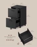 VASAGLE 2-Drawer Rolling File Cabinet - Matte Black
