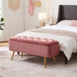 Pink Storage Ottoman Bench for Living Room