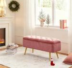 Pink Storage Ottoman Bench for Living Room