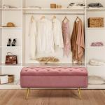 Pink Storage Ottoman Bench for Living Room