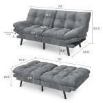 YITAHOME 70" Convertible Futon Sofa Bed - Dark Grey