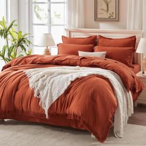 Boho Burnt Orange King Comforter Set – 7 Pieces