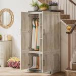 Large Farmhouse Wardrobe with Hanging Rod and Shelves